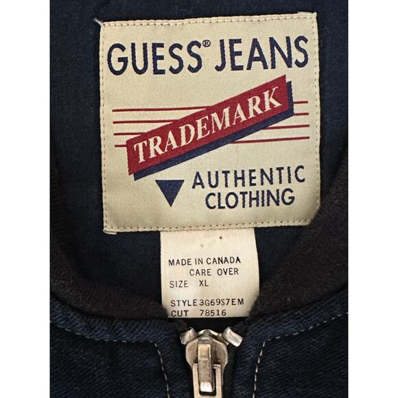 Vintage Guess Jeans Quilted Denim Vest XL Blue - Picture 7 of 7